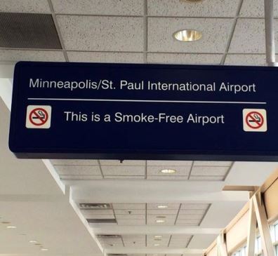 Smokefree sign in Minneapolis Saint Paul Airport