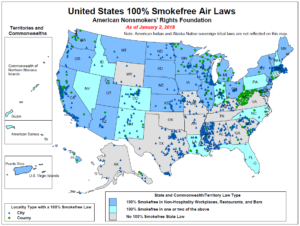 Map of localities with smokefree laws in the U.S.