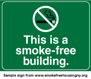 This is a smoke-free building, sample sign