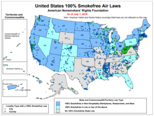 Map of smokefree laws in the U.S.
