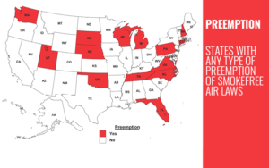States with any type of preemption of smokefree air laws