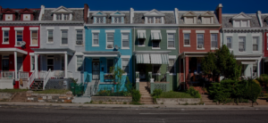 Row houses with transparent overlay