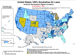US map of smokefree ordinances