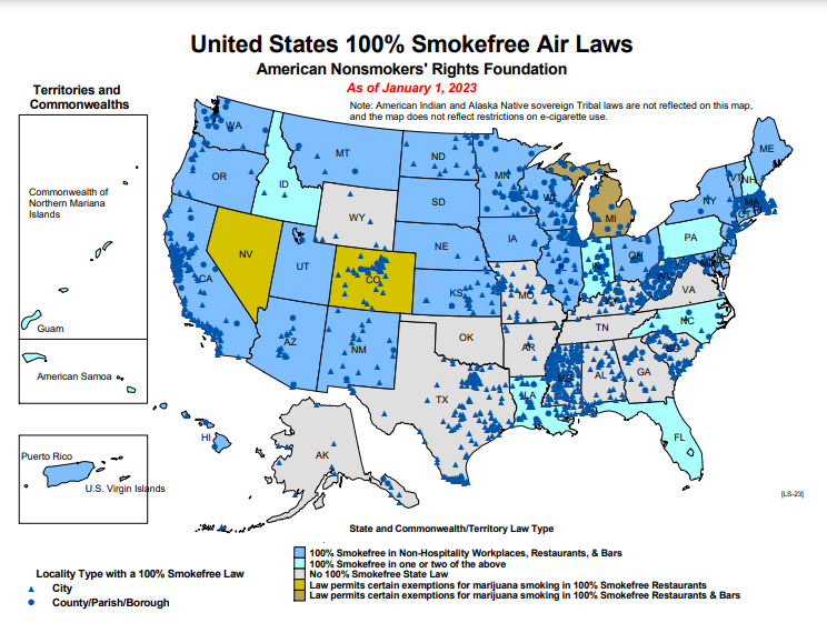 smokefree map of US