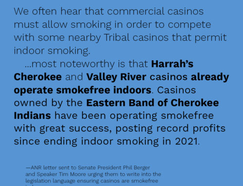 Berger, Moore Urged to Make Future NC Casinos Smokefree to Protect Workers & Guests 