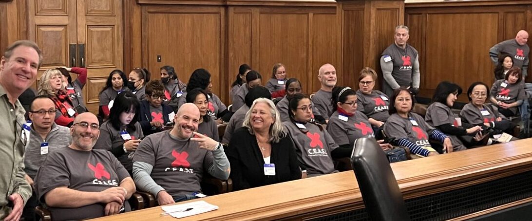 CEASE workers appear in Trenton for a hearing in the New Jersey Senate