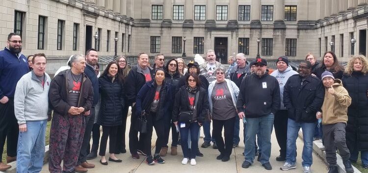 Casino workers and advocates in Trenton NJ, Jan 29, 2024
