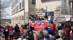 CEASE and UAW rally to announce they are suing the state of New Jersey