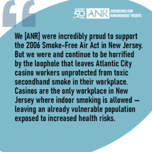 After Twenty Years of the Smoke-Free Air Act, NJ Health Department Must Follow Expert Guidance and Work Towards Smokefree Casinos